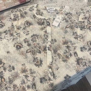 NWT Express Floral Portofino Swiss dot blouse